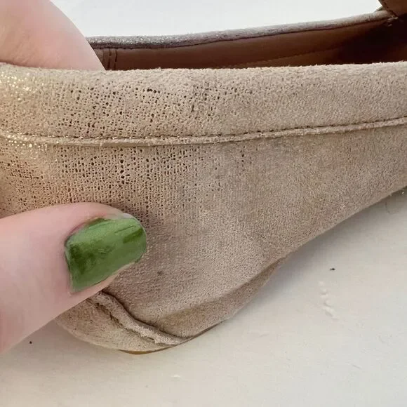 Donald J. Pliner Filo Tan Champagne Metallic Horsebit Loafers Women's Size 10 - Picture 5 of 8